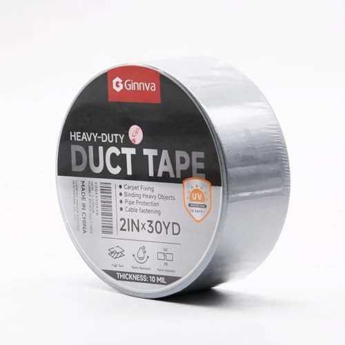 Heavy-Duty Duct Tape 2 in x 30 Yards,10 Mil Thick, Water-Resistant, Strong Adhesive for Repair, No Residue, All Weather, Rubberized Fabric Tape for Indoor & Outdoor Use