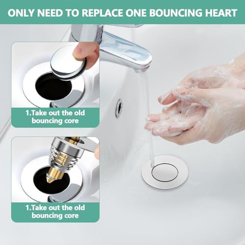 (2-Pack) Universal Bathroom Sink Stopper with Anti-Clog Basket Filter, Fit for 1.1"-1.6" Drain Holes, Sink Pop Up Stopper, Washbasin Drain Stopper, Tool-Free Installation