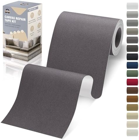 OAZ 4 x 79 inch Canvas Repair Patches Canvas Fabric Patch Self-Adhesive Canvas Repair Tape Waterproof Outdoor Gear Repair Patch Kit for Boat Cover Awning Sofa Chair Couch Tent Bag (Dark Gray)