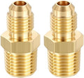 METALLIXITY 2PCS 1/4" Male Flare x 1/4"MNPT Thread Brass Hex Nipple Adapter | Male Straight Extension Adapters, Brass Pipe Fittings for Water Line, Tub Spout/Shower Head