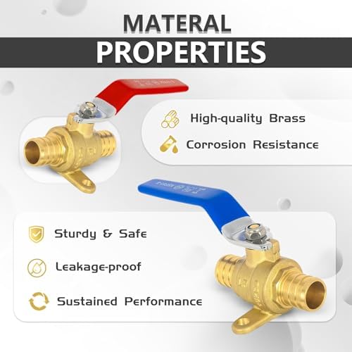 4 PCS Foskan 1/4" Turn PEX Crimp Ball Valves, 1"Drop Ear Shut-off Valve