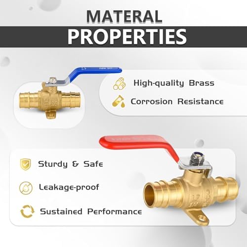 40-Pack Foskan Brass PEX-A Expansion Drop Ear Full Port Ball Valve, 1" Shut-off Valve for Hot and Cold Water Distribution(Blue and Red)
