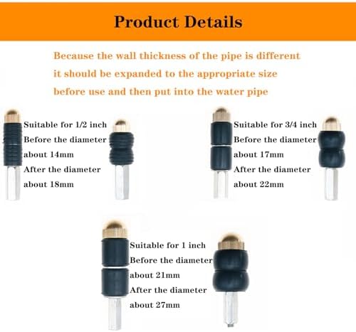 Stainless Steel Emergency Pipe Stopper, Water Blocking Tool With Water Hot Melt Pipes Leakage Repair Tool,Pipe Water Leak Stopper Kit for Plugging Water Repair Plumbing