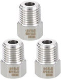 METALLIXITY 3PCS 1/4" MNPT x 1/8" FNPT Thread SUS304 Hex Bushing Extension | 304 Stainless Steel Pipe Fittings, Tube Adapters Convert for Water Line, Tub Spout/Shower Head