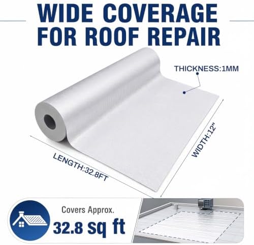 Gueevin 12 Inch X 32.8 Feet Self Stick Roll Roofing, Aluminum Flashing