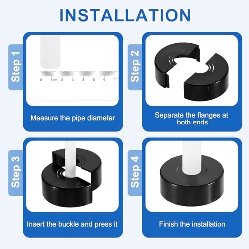 uxcell 2Pcs Wall Split Pipe Flanges, 0.59" Thick Plastic Cuttable Escutcheon Plate Plumbing Cover Fit 0.8"/1"/1.3" OD for Water Pipe Faucet Decoration, Silver
