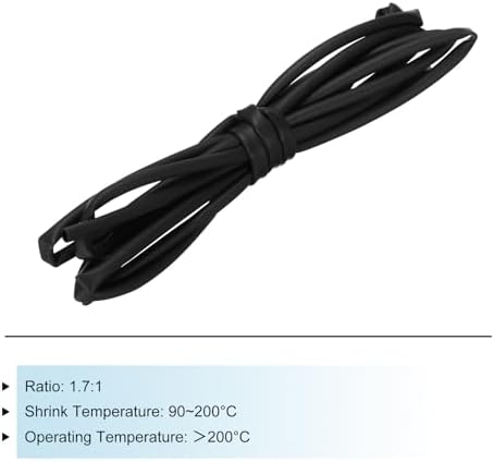 MECCANIXITY Silicone Heat Shrink Tubing 1.7:1 Ratio 9/64"（3.5mm) ID x 11/64"（4.5mm) OD 6.56ft(2m) Silicone Rubber Hose Insulation Sleeve for Automotive Wiring Marine, Black