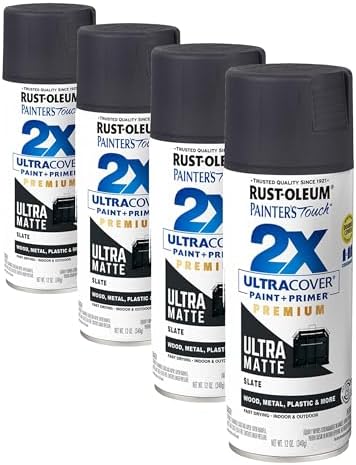Rust-Oleum 331187 Painter's Touch 2X Ultra Cover Spray Paint, 12 oz, Ultra Matte Slate (Pack of 4)