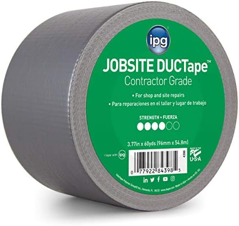 IPG JobSite DUCTape, Contractor Grade Duct Tape, 3.77" x 60 yd, Silver (Single Roll)