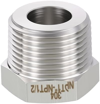 METALLIXITY 1PCS 1" MNPT x 1/2" FNPT Thread SUS304 Hex Bushing Extension | 304 Stainless Steel Pipe Fittings, Tube Adapters Convert for Water Line, Tub Spout/Shower Head
