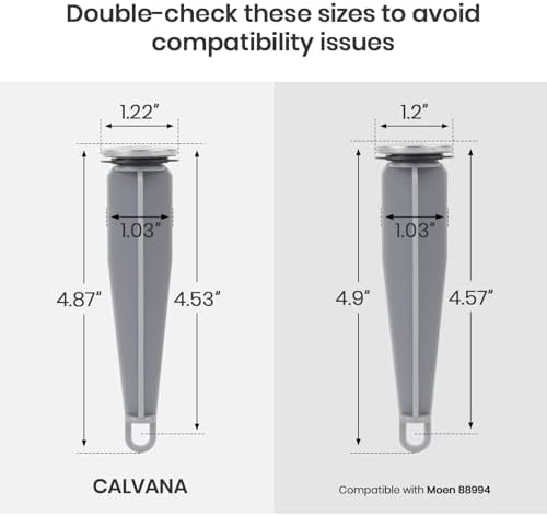 (2-Pack) Calvana Bathroom Sink Pop-Up Stoppers, Compatible with Moen 88994, Not Universal, Fits Drains with Holes Less Than 1.21", Overall Height 4.87", Outer Diameter 1.21", Chrome Finish
