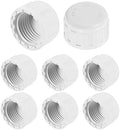 M METERXITY 8-Pack PVC Pipe End Cap Plug Adapter 1/2 in, Female Thread | White, Water End Cap Connector, Inner Teeth Pipe Plugs, for Outside Lawn, Yard/Watering Irrigation Systems
