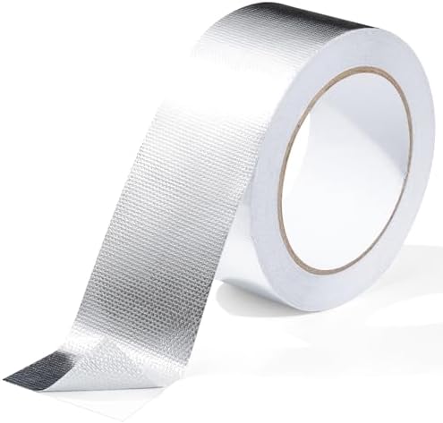 Aluminum Foil Heat Shield Tape, Silver Self-Adhesive Reflective Heat Resistant Thermal Foil Tape, Fiberglass Heat Shielding Cool Tapes for Hose and Auto Use