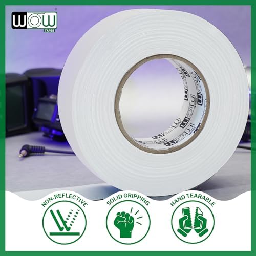 Wow Gaffers Tape 2 Inch White - 50 Yards (Pack of 6), Residue Free, Non-Reflective & Heavy-Duty - Professional Grade White Gaff Tape - Ideal for Photography Backdrop, Cables, Cords & Floor Taping