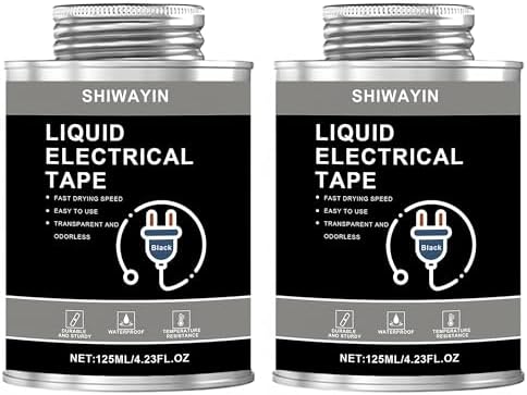 Liquid Electrical Tape 2-Pack, Black, 125ml Each, Waterproof, Fast Drying, High Temperature Resistant, Flexible Rubber Coating for Wires Cables Electrical Equipment, Anti-Corrosion Insulation Sealant