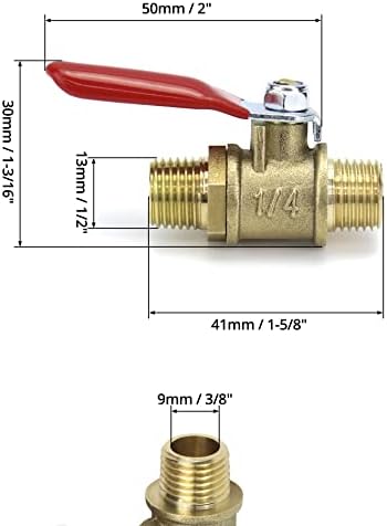 QWORK Ball Valve, 3 Pcs 1/4" Heavy Duty Brass Ball Valve Shut Off Switch, 1/4" Male x Male NPT Thread Pipe Fitting Air Compressor Shut Off Valve