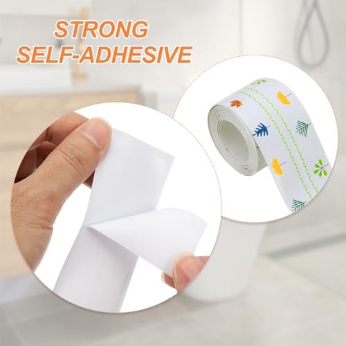 PATIKIL Caulk Tape Waterproof Self Adhesive, PVC Toilet Caulking Sealant Strip Bathtub Caulk Sealing Strip Tape for Bathroom Kitchen Countertop, Autumn Leaves (1.5 Inch x 5 Ft)