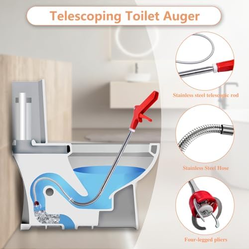 Toilet Auger/Snake Drain Clog Remover Tool Kit