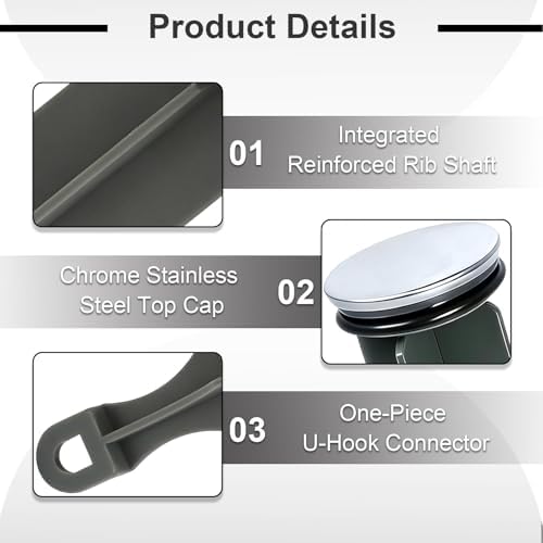 YWG RP5648BN Drain Stopper Replacement, Compatible with Delta Faucets, Pop-Up Style, 1/4 x 4 Inch, with Black Sealing Ring, 2-Pack