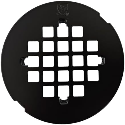 Westbrass D206P-5-62 2" No-Caulk PVC Compression Shower Drain with 4-1/4" Round Grid Cover, Matte Black (5-Pack)
