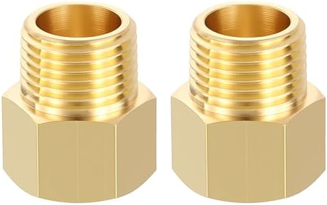 METALLIXITY 2PCS 1/2" FNPT x 1/2" MNPT Thread Brass Hex Extension Adapters | Brass Pipe Fittings, Female to Male Adapters for Water Line, Tub Spout/Shower Head