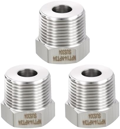 METALLIXITY 3PCS 3/4"MNPT x 1/4"FNPT Threaded SUS304 Hex Bushing Extension | 304 Stainless Steel Pipe Fittings, Tube Adapters Convert for Water Line, Tub Spout/Shower Head
