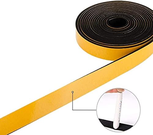 CloudBuyer Weather Stripping Foam 2-Roll, 1 Inch Wide X 3/4 Inch Thick, Insulation Strips with Adhesive for Door & Automotive, Air Conditioner Seal (13 Feet Total, 6.5 Feet/Roll)