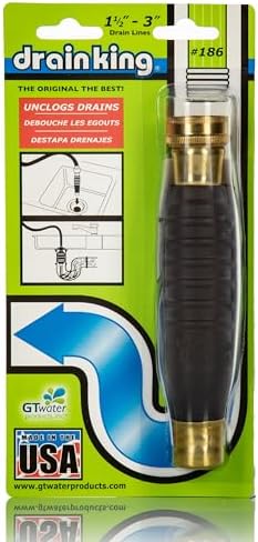 Drain King 186 Unclogs Bathroom Sinks, Showers, and Swimming Pool Drains, 1.5 to 3 Inch