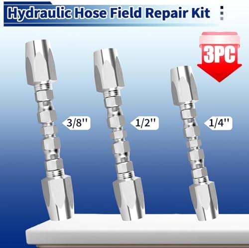 3 Pack Hydraulic Hose Repair Kit, 1/4, 3/8, 1/2 Reusable Hydraulic Fitting