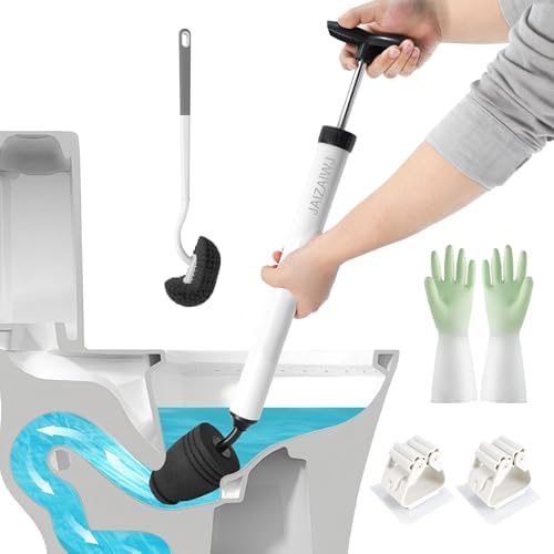 Toilet Plunger & Brush Set, High Pressure Air Plunger (White)