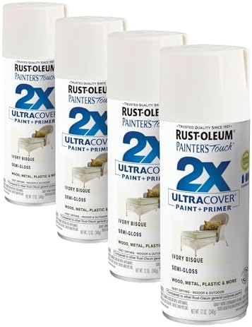 Rust-Oleum 249860 Painter's Touch 2X Ultra Cover Spray Paint, 12 oz, Semi-Gloss Ivory Bisque (Pack of 4)