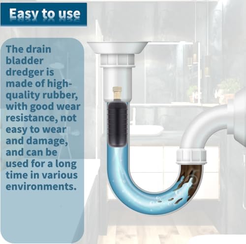 Drain Bladder Unclogger fits 1.5"to3" Pipes.& 3/4" Garden Hose Shut Off Valve,Drain Cleaning Bladder Unclogs Clogs in Kitchen Sinks, Bathtubs and Swimming Pool Pipes Through High-Pressure Water Flow