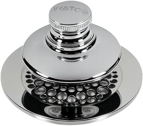 Watco Universal NuFit Push Pull Stopper, Silicone, 3/8 in. to 5/16 in. Combo Pin, Friction Pin, Grid, Universal Bath Tub Drain Stoppers, Easy Install, Hair Catcher, Replacement Tub Drain, Chrome