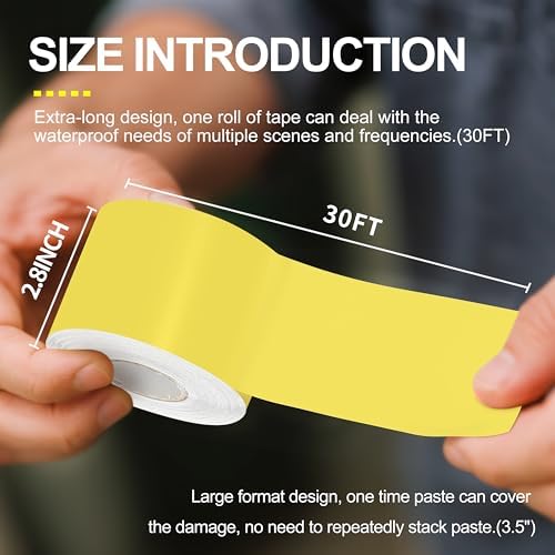 TIANLDD Waterproof Repair Tape for Fabric,RV Awning,Boat Covers,Tents,Tarp,Heavy Duty Outdoor Repair Patch - 2.8IN x 30FT（Yellow）