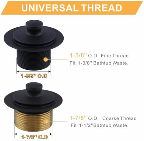 Wellup Bathtub Tub Drain Kit,Bathtub Drain Overflow Trim with 2 Hole Black