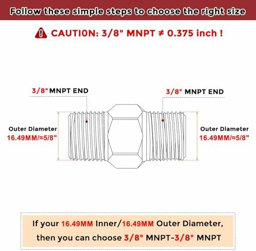 Pack of 4, 3/8" Male NPT To 3/8" Male NPT SUS304 Hex Nipple | Solid Male Pipe Adapter Hose Connectors with Sealing Tape for Pipe Repair, Bathroom Remodel, Tool Extensions, Compression
