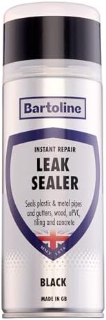 Bartoline Leak Sealer Spray, Black, 13.5 oz - Waterproof Sealant for Roofs, Gutters, Pipes, Cracks & Outdoor Repairs Durable & Overpaintable - 400 ml