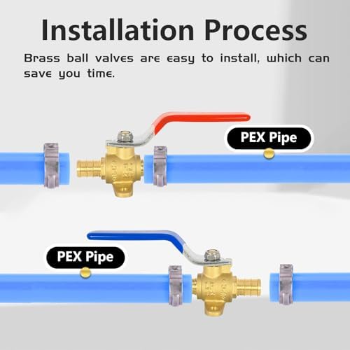 40-Pack Foskan Brass PEX Crimp Drop Ear Ball Valve, 1/2 Inch Full Port Shut-off Valve for Hot and Cold Water Distribution(Blue and Red)