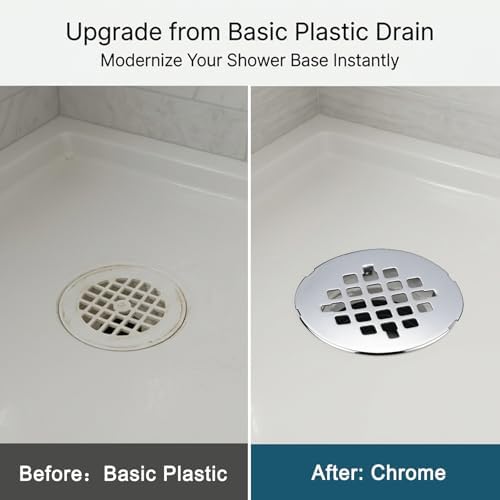 WELSAN Chrome Plated 2 Inch PVC Shower Drain Kit, Round Shower Floor Drain