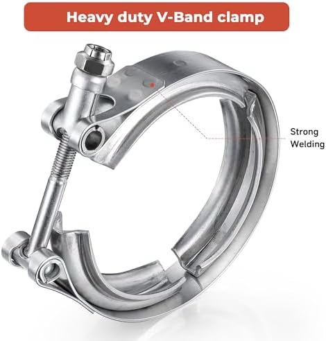 AKIHISA 2.36 Inch V Band Clamp-Stainless Steel_304, for Turbo Exhaust Down pipe Flange Kit, Racing Ford Pickup Truck Exchange Exhaust Accessories