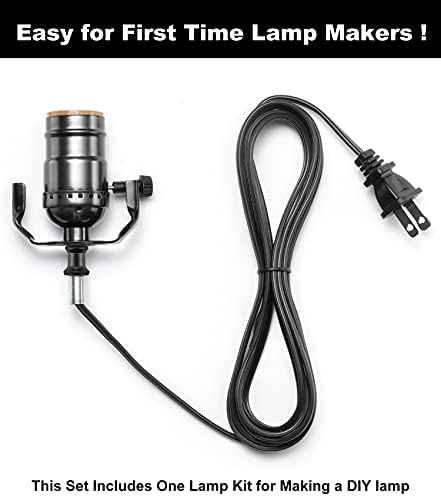 Black Lamp Rewire Kit, Lamp Wiring Kit with 12 FT Lamp Cord Replacement, 3 Way Socket and Essential Hardware, Lamp Parts for Repair Table Lamps and Floor Lamps, Lamp Kits for Do It Yourself