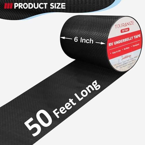 RV Underbelly Material RV Underbelly Tape, 6'' x 50' Waterproof Flex Belly Tape with Permanent Sealing Adhesive for Mobile Home, Camper Travel Trailer, Tear Repair Patch, Black