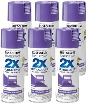 Rust-Oleum 334033-6PK Painter's Touch 2X Ultra Cover Spray Paint, 12 oz, Gloss Grape, 6 Pack