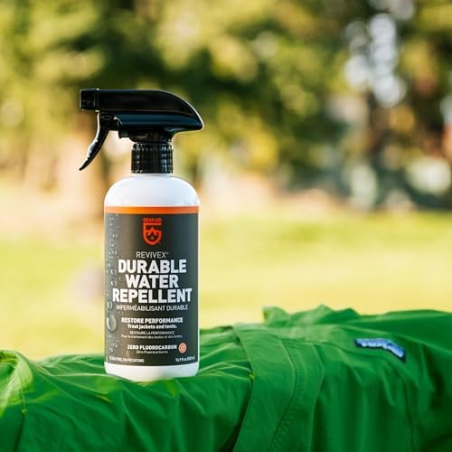GEAR AID Revivex Durable Water Repellent (DWR) Spray for Waterproof Jackets, Rain Gear, Gore-TEX, Tents & Camping Gear – Restore Waterproofing & Breathability, Various Sizes