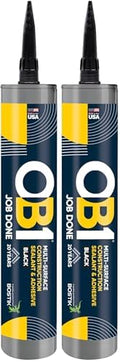 OB1 Universal Caulk Sealant & Adhesive Black 10.1oz | Professional Grade Premium All-in-One Advanced Hybrid 2-in1 | Water Resistant Internal & External | Shrink Crack UV & Fade Resistant | 1 Cartridge