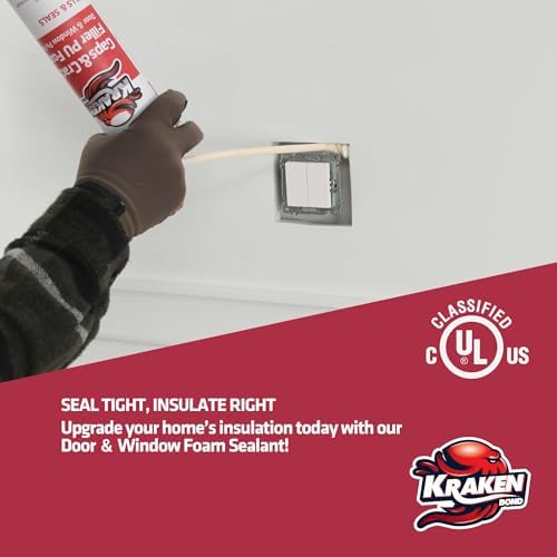 Kraken Bond Gaps & Cracks Expanding Foam Sealant - (12x24oz) High Expansion Polyurethane Spray Foam for Window & Door, Straw Use Waterproof High Yield Gap Filler - 12 Pack