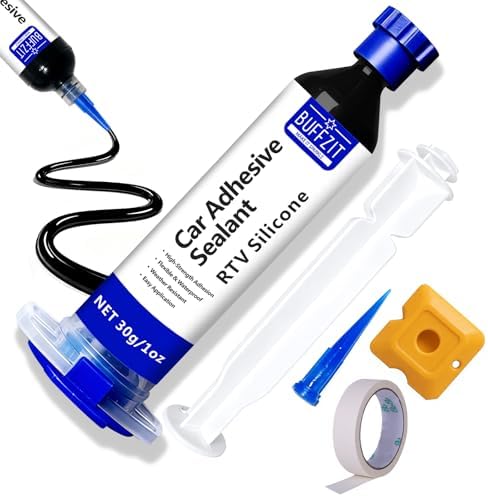 RTV Silicone Adhesive Sealant – 100% Silicone Waterproof Caulk, Strong Bond, Shrink & Crack Proof – Automotive Gaskets, Engine, Sunroof, Headlights, Windows & Home Repairs (Black, 30g/1oz)