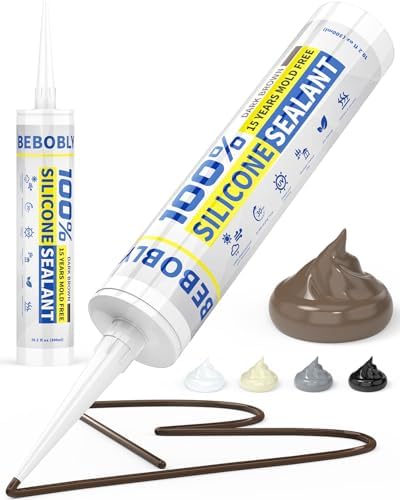 Silicone Caulk & Sealant Brown, 100% Waterproof Silicone Sealant, Shrink & Crack Proof, Silicone Caulking for Kitchen, Bathroom, RV, Interior & Exterior Use, 10.2 FL. OZ/300ML, 1 Pack