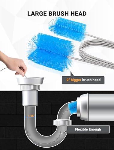 SARDVISA 66 Inch Drain Cleaning Brush, Flexible Long Pipe Cleanner Tool
