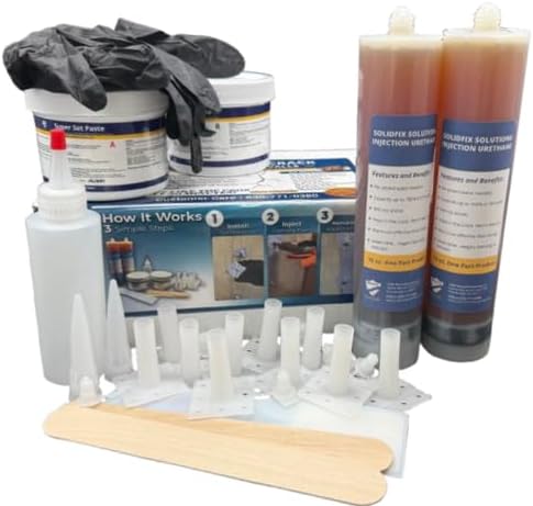Concrete Crack Injection Kit DIY Basement Wall Crack Repair Polyurethane Leak Seal System Stops Active Water Leaks in Foundation Walls Easy No-Dig Injection Repair Kit - Ideal for DIY Projects